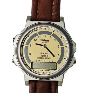 Wilson Quartz Digital Analog Watch Brown Leather